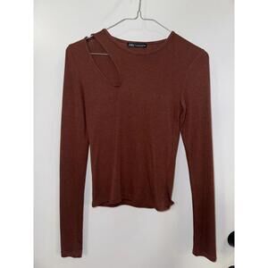 Zara brown cutout shirt
